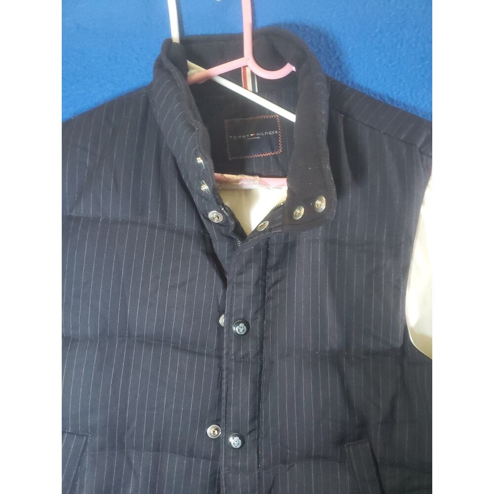 Tommy Hilfiger Men XL Pinstripe Puffer Vest Wool Blend Full Zip Snap Insulated - Picture 2 of 16